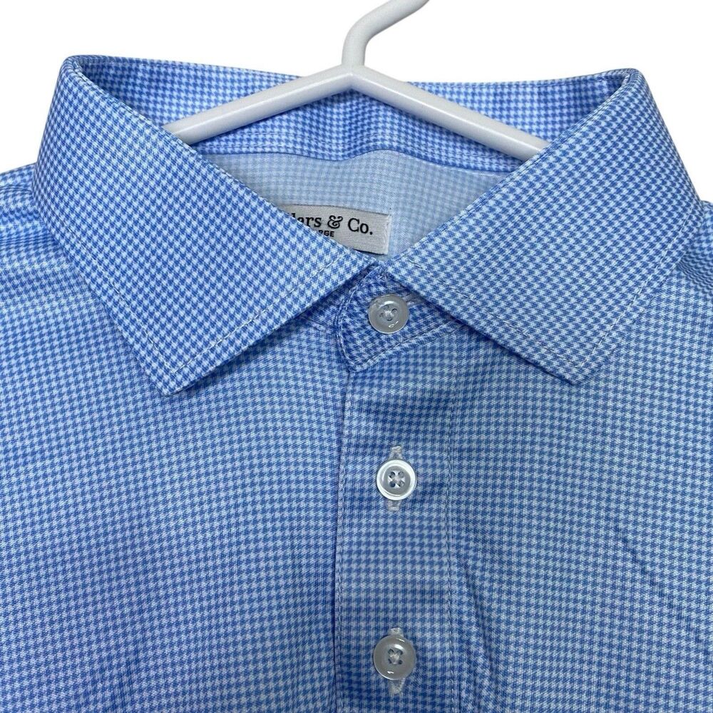 Collars & Co Polo Shirt Mens XL Blue Houndstooth Long Sleeve Dress Collar NWT - Picture 5 of 10